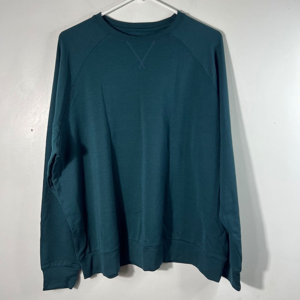 Womens Wool & Aspen Merino Wool Sweatshirt Dark Green 1X NWOT